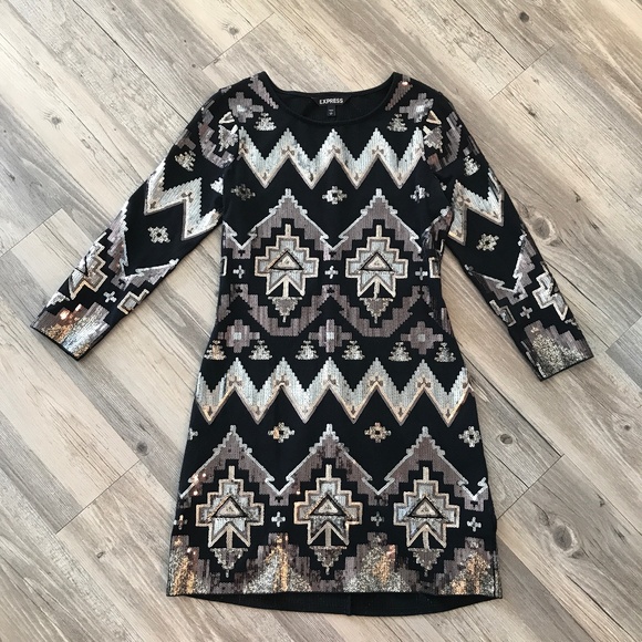 Express Black Sequin Mini Dress | Bodycon | Size S/P | Excellent Condition - Picture 6 of 12